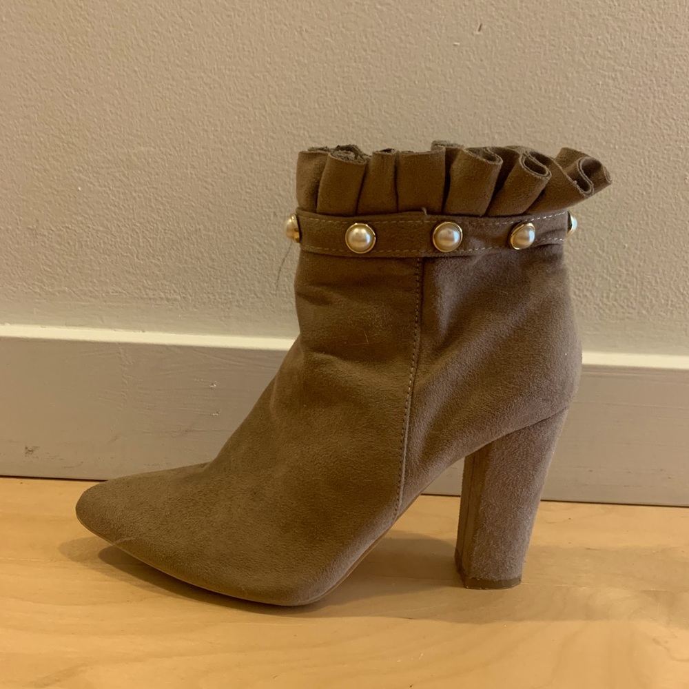 Tan Embellished Ankle Boots